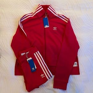 pink adidas track suit
